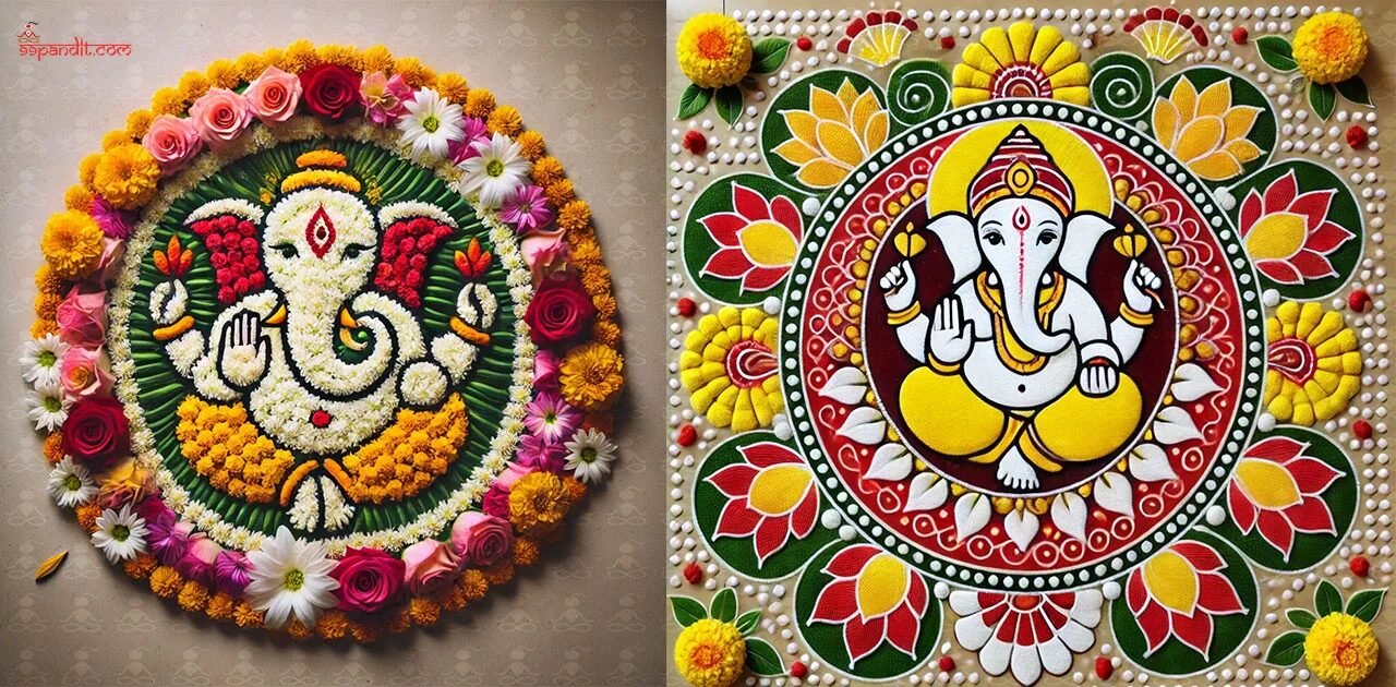 Ganesha Rangoli Design for Diwali Rangoli Design on Diwali