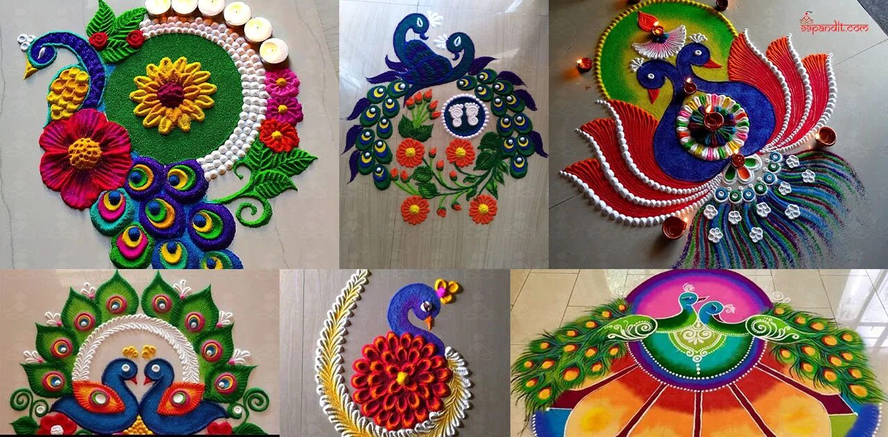 Peacock Rangoli Design Rangoli Design for Diwali 2026