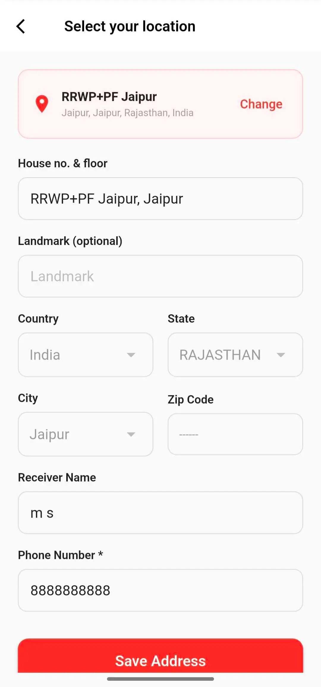 Update address screen 2