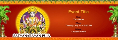Invitation card for Satyanarayan pooja