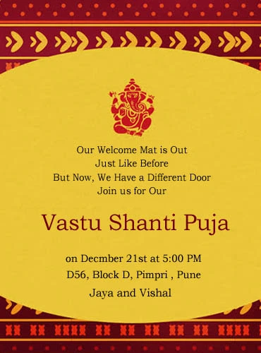 Vastu Shanti Pooja Invitation